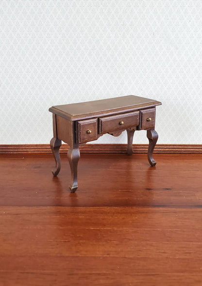 Dollhouse Miniature Vanity Table with Drawers Wood Walnut Finish 1:12 Scale Furniture