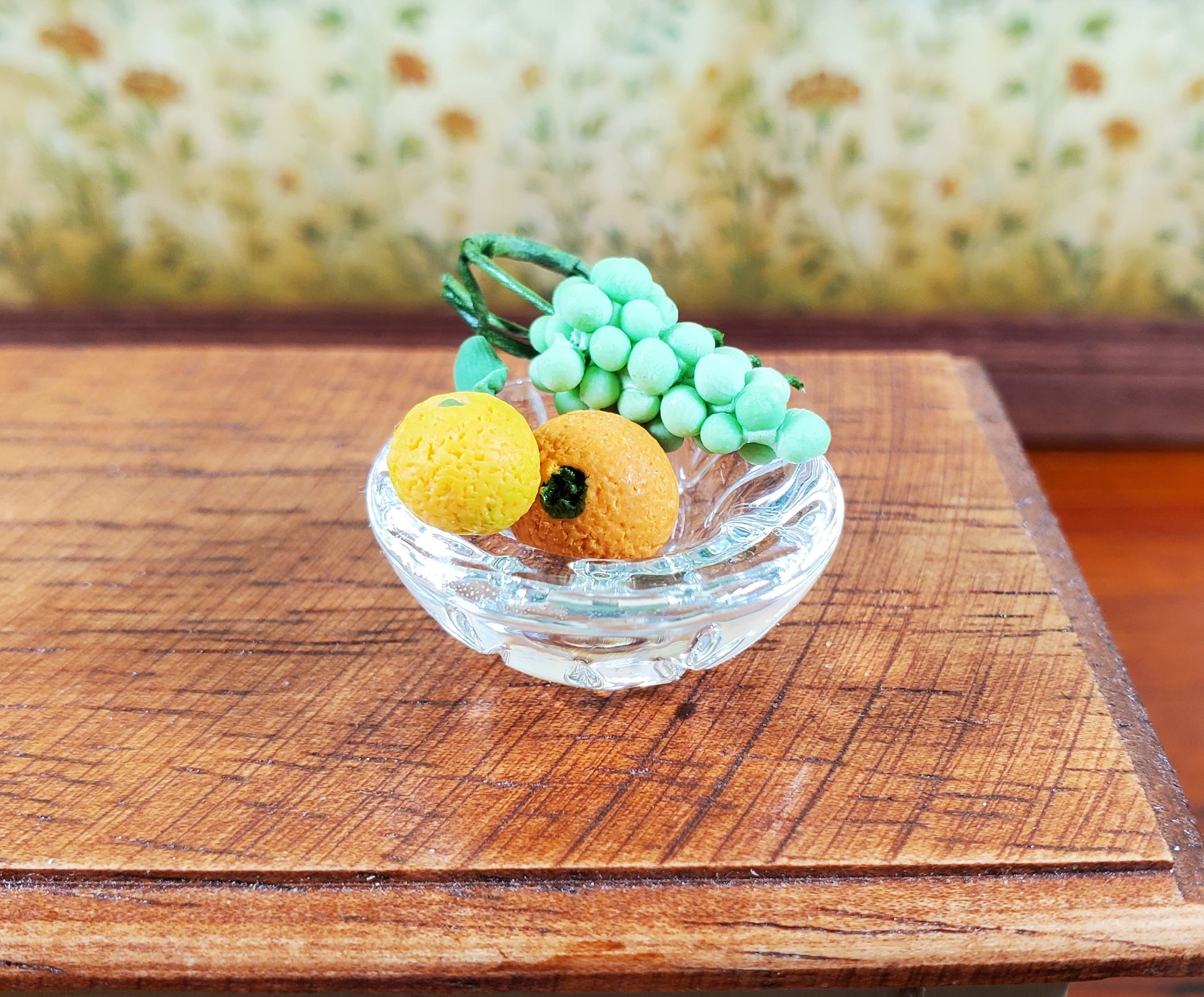 Dollhouse Decorative Cut Clear Glass Bowl 1:12 Scale Miniature