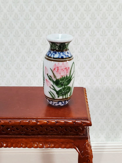 Dollhouse Vase Ceramic Water Lily Design 1 1/4" Tall 1:12 Scale by Falcon