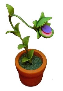 Dollhouse Man-eating Plant in Terra Cotta Planter Pot 1:12 Scale Miniature