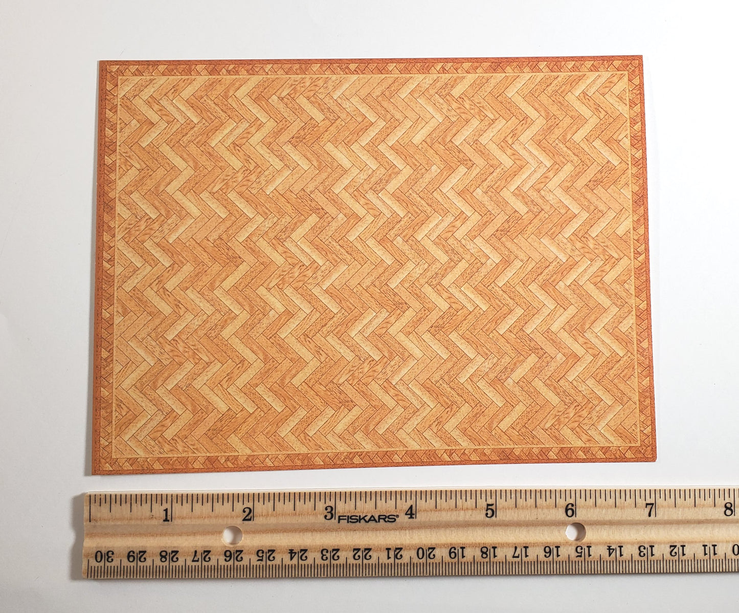Dollhouse HALF SCALE Parquet Wood Floor Cardstock 1:24 Miniature World Model