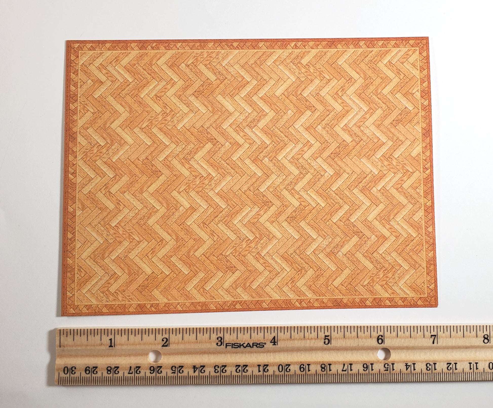Dollhouse HALF SCALE Parquet Wood Floor Cardstock 1:24 Miniature World Model