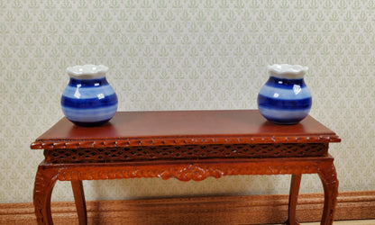 Dollhouse Vases Blue & White Striped Set of 2 Pots 1:12 Scale Miniature