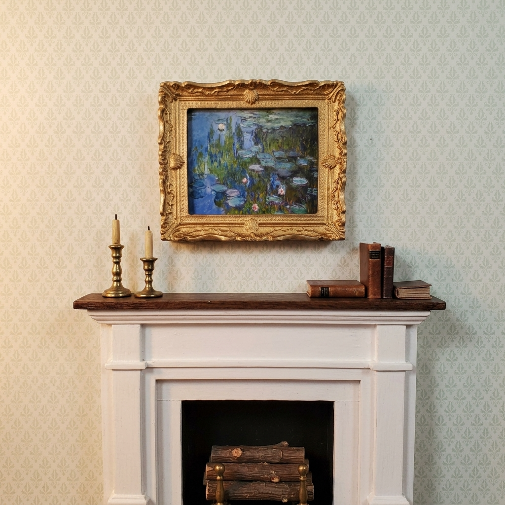 Dollhouse Claude Monet Water Lilies Framed Print 1:12 Handmade
