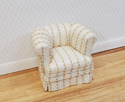 JBM Dollhouse Club Chair Tub Barrel Cream Modern Style 1:12 Scale Miniature Furniture