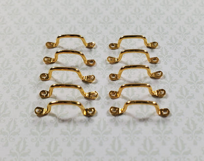 Dollhouse Window Handles or Drawer Pulls x10 Pcs Gold Plate Brass 1:12 Scale