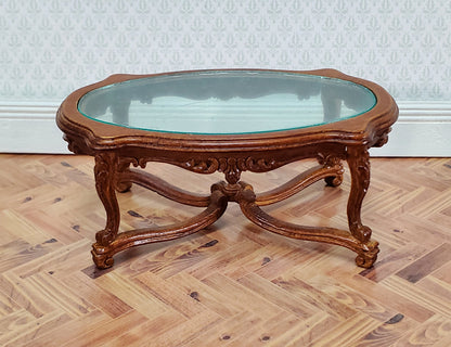 JBM Miniature Coffee Table 18th Century Style Walnut Finish 1:12 Scale Dollhouse Furniture