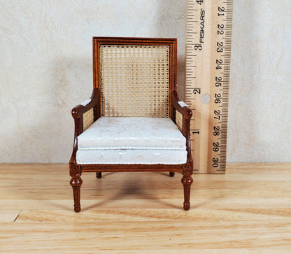 JBM Dollhouse Cane Back Armchair Chair Walnut 1:12 Scale Miniature Furniture