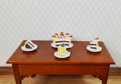 Dollhouse Strawberry Topped Cake Sliced 1:12 Scale Miniature Dessert Food Bakery