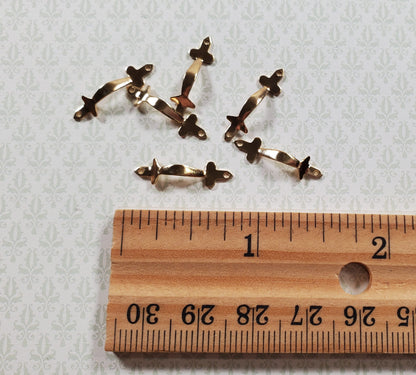 Dollhouse Miniature Drawer Pulls or Door Handles x6 Gold Brass 1:12 Scale