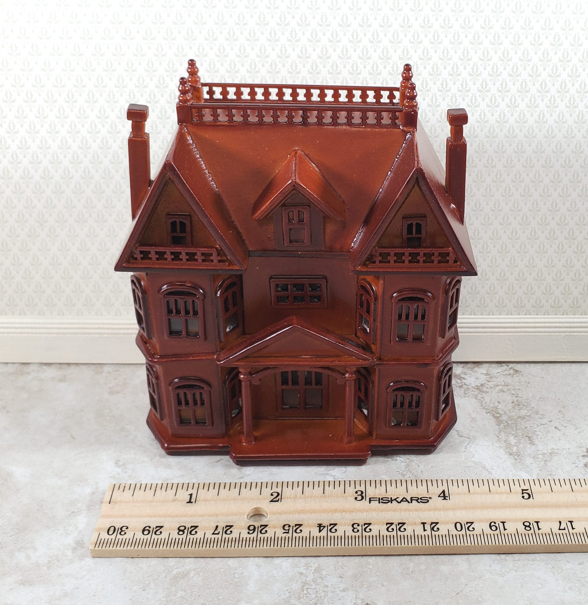 1:144 Scale Dollhouse for Your Dollhouse Walnut Finish Back Opening