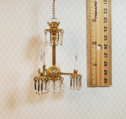 Dollhouse 3 Arm Crystal Chandelier "Jersey Lily" Handmade 12 Volt 1:12 Scale