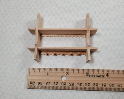 Dollhouse Shelf Kitchen with Pegs 1:12 Scale Miniature Unpainted Wood