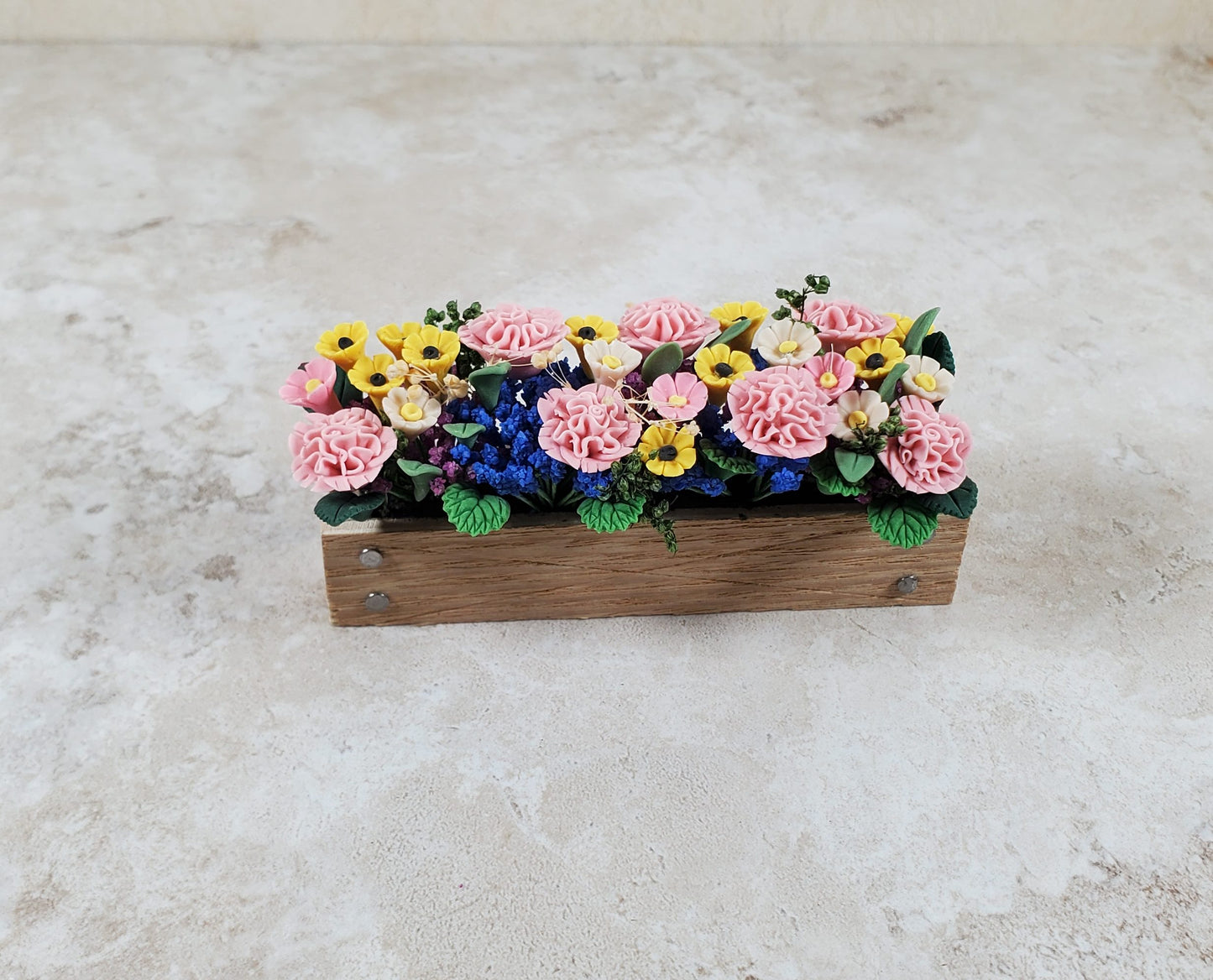 Dollhouse Pink Carnations in a 3.25" Window Box Planter 1:12 Scale Miniature