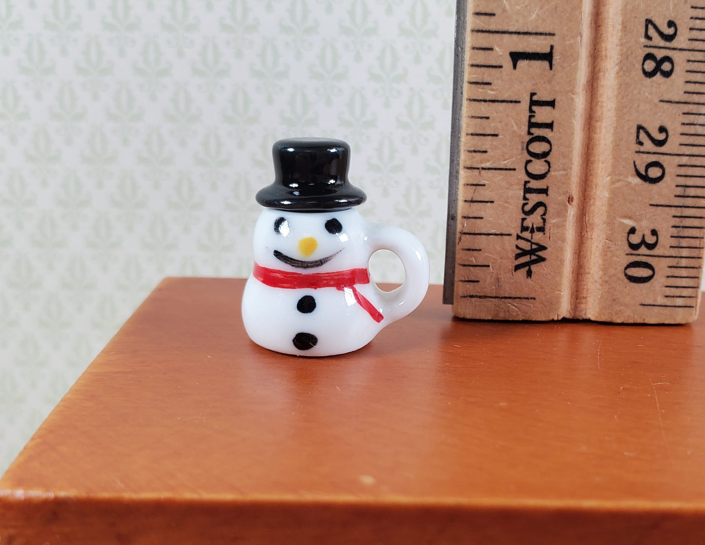 Dollhouse Ceramic Snowman Mug with Hot Chocolate 1:12 Scale Miniature