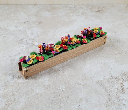 Dollhouse Colorful Tulips & Pansies in 5.5" Window Box Planter 1:12 Scale