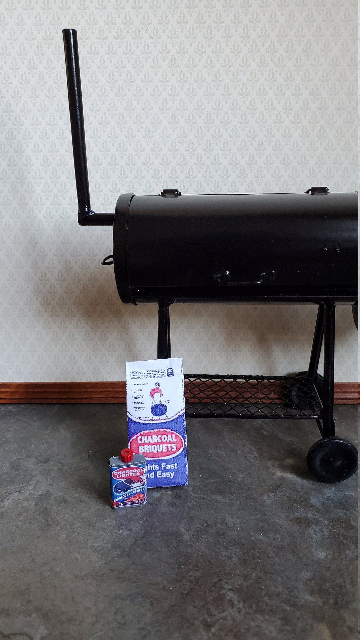 Dollhouse Miniature Charcoal & Lighter Fluid 1:12 Scale BBQ Barbecue Set