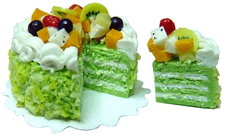 Dollhouse Fruit Topped Sliced Cake 1:12 Scale Miniature Dessert Food Bakery