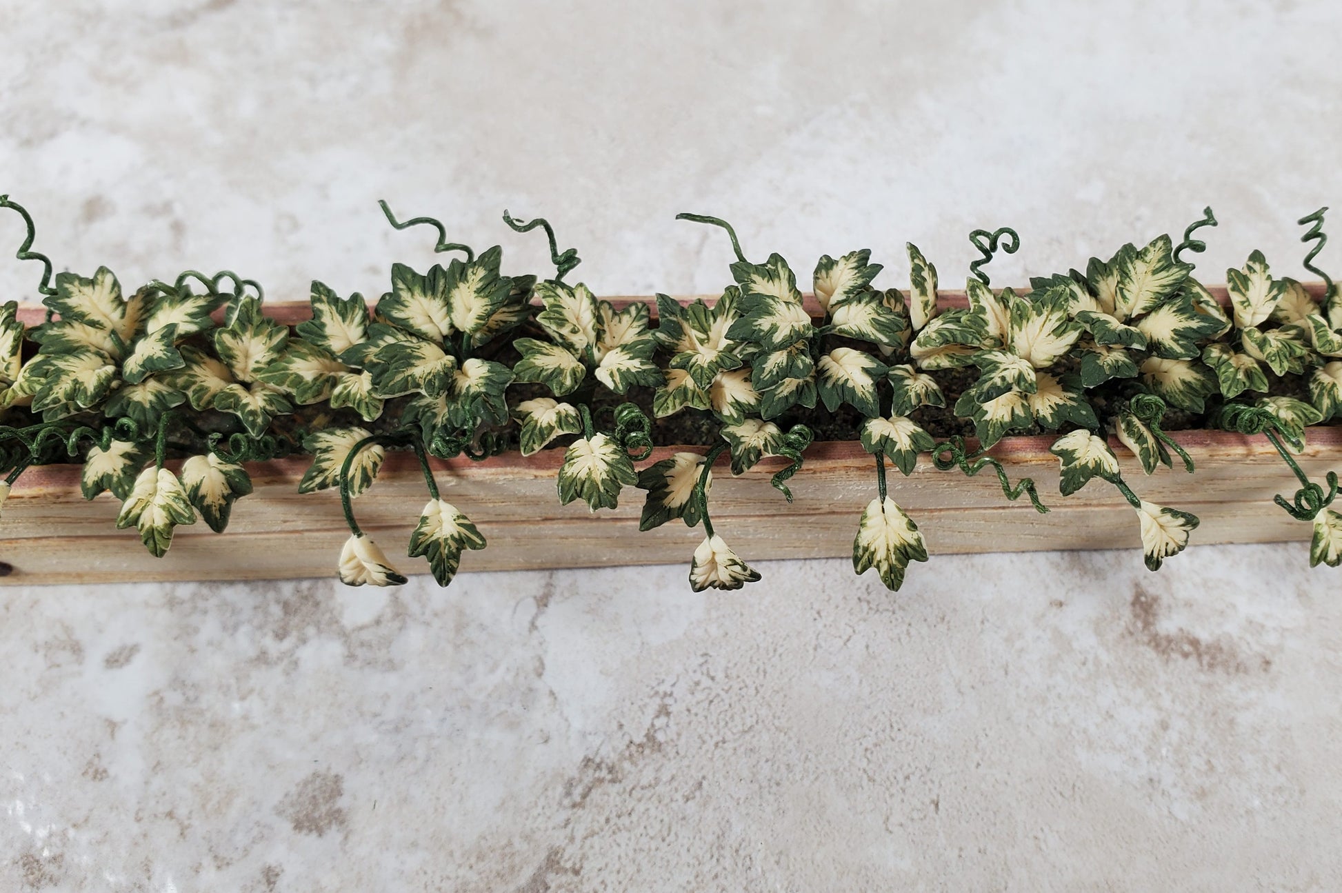 Dollhouse Inner Variegated Ivy in 5.25" Window Box Planter 1:12 Scale Miniature
