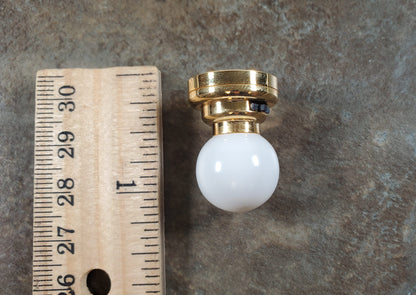 Dollhouse Battery Ceiling Light Hanging White Globe Shade 1:12 Scale Houseworks