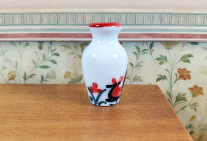 Dollhouse White Ceramic Vase Rooster Motif 1:12 Scale Miniature