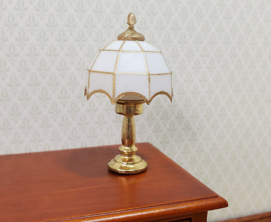 NON-Working Dollhouse Table Lamp White & Gold 1:12 Scale Miniature