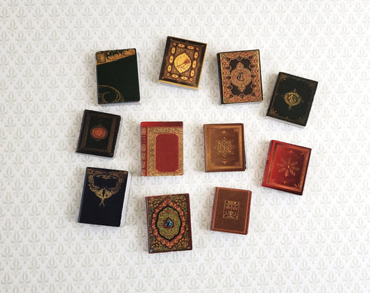 Dollhouse Miniature Books x11 Various Fancy Book Set 1 1:12 Scale (blank inside)