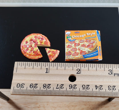 Dollhouse Pepperoni Pizza with Slice and Box 1:12 Scale Miniature Food