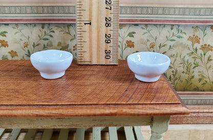 Dollhouse White Footed Ceramic Bowl Set of 2 1:12 Scale Miniature