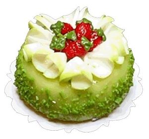 Dollhouse Lime Green Cake with White Chocolate Curls 1:12 Scale Miniature Food