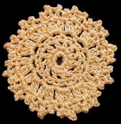 Dollhouse Hand Crocheted 1 Inch Fancy Doily Tan 1:12 Scale