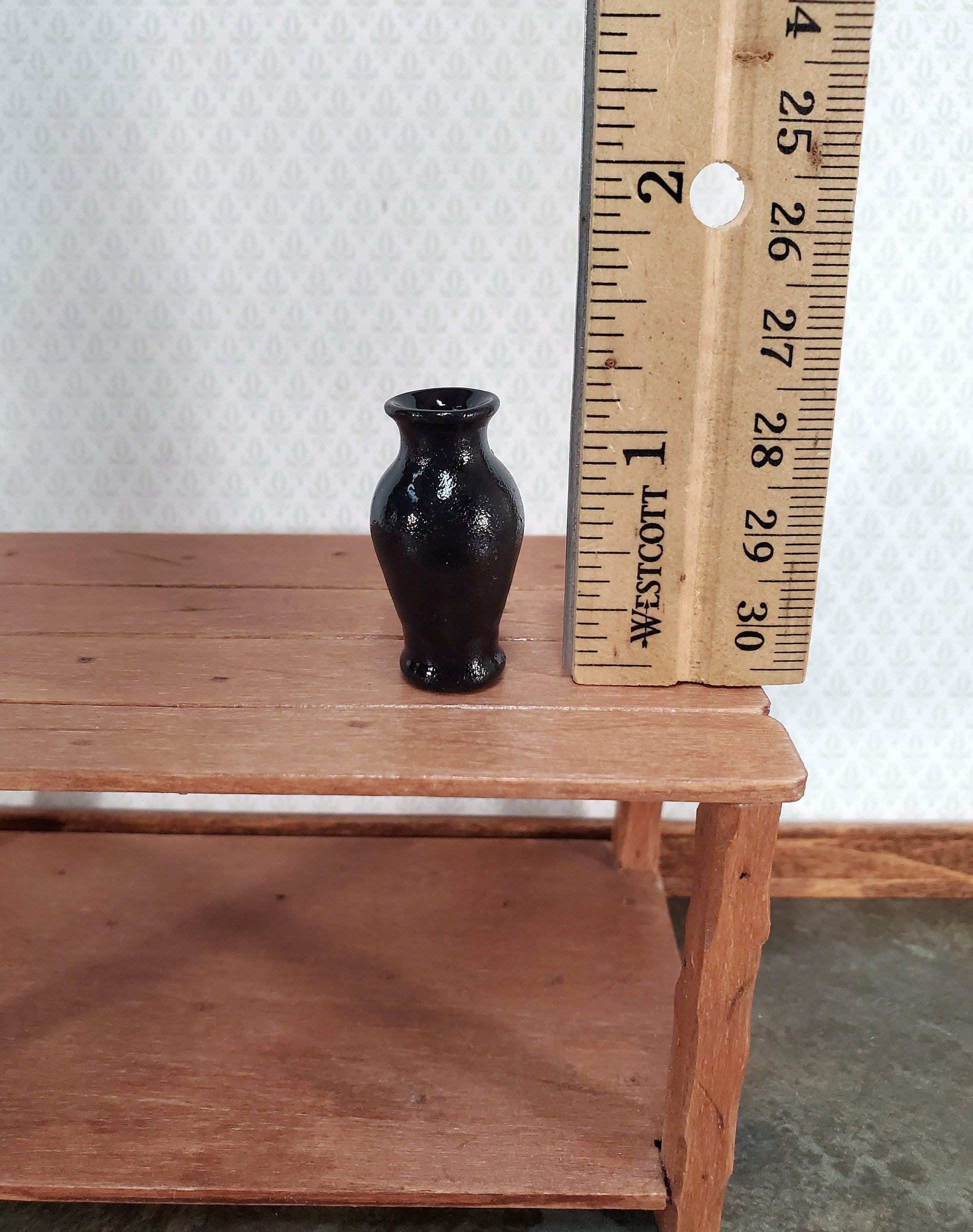 Dollhouse Vase Black Bouquet Style Large Real Glass 1:12 Scale Miniature for flowers