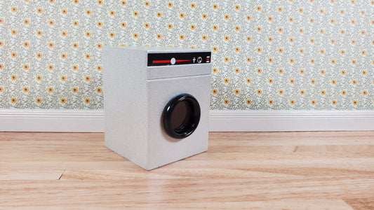 Dollhouse Dryer in Silver Modern Front Load 1:12 Scale Modern Miniature Furniture