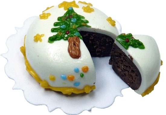 Dollhouse Christmas Tree Cut Cake 1:12 Scale Miniature Dessert Food Bakery