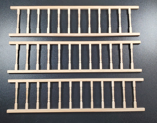 Dollhouse Porch Railing x3 Pieces for Porches Decks Gardens 1:12 Scale Miniature