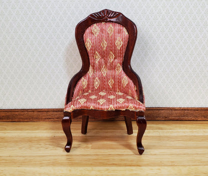 Dollhouse Victorian Ladies Chair Dark Pink 1:12 Scale Miniature Furniture