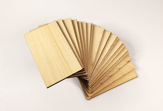 Rectangle Wood Pieces x20 2 3/8" x 1 3/8" Basswood 1/16" thick Blanks Tiles DIY