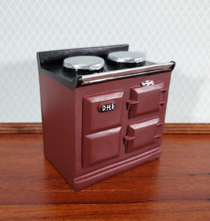 Dollhouse AGA Style Cooker Stove Oven Maroon 1:12 Scale Miniature Kitchen