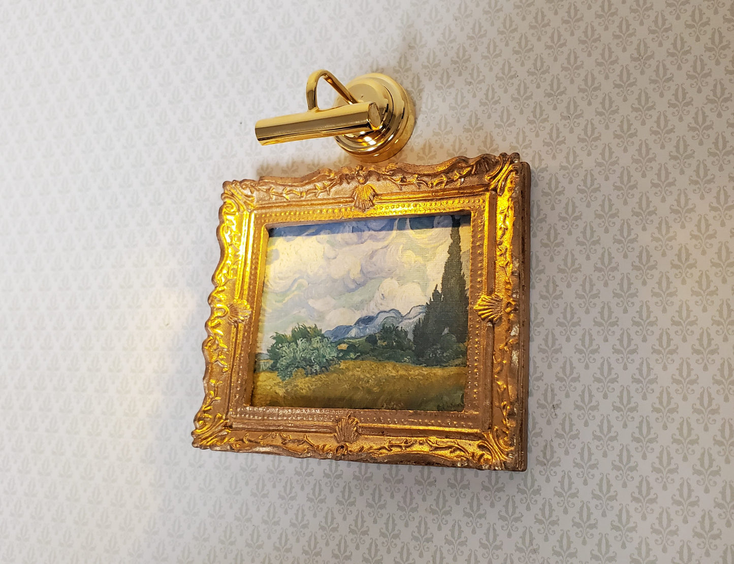 Dollhouse Picture Light or Piano Lamp Battery Operated with Wand 1:12 Miniature