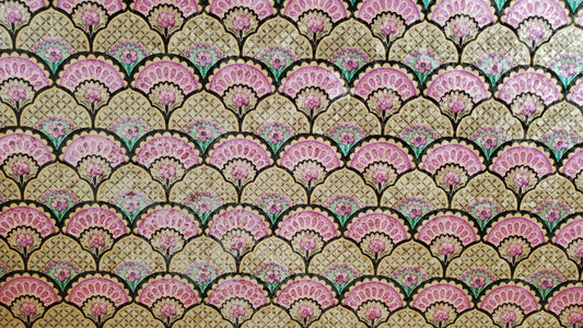 Dollhouse Wallpaper Art Deco Mauve Fan Medallion 3 Sheets 1:12 Scale Miniature