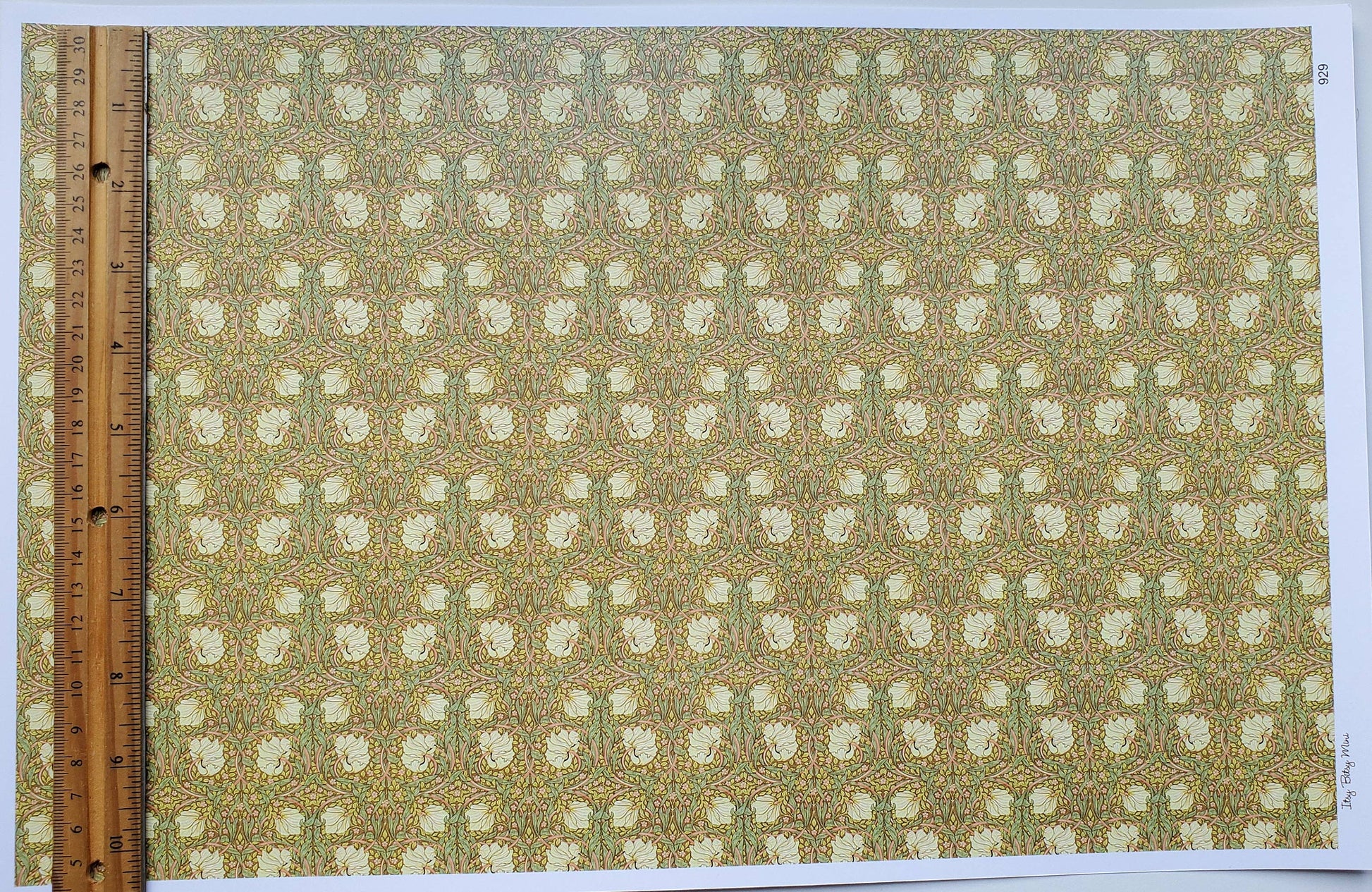 Dollhouse Wallpaper William Morris Art Nouveau Pimpernel Brown Floral 1:12 Scale Itsy Bitsy