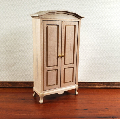 Dollhouse Wardrobe Tall Armoire Closet Furniture 1:12 Scale Unpainted