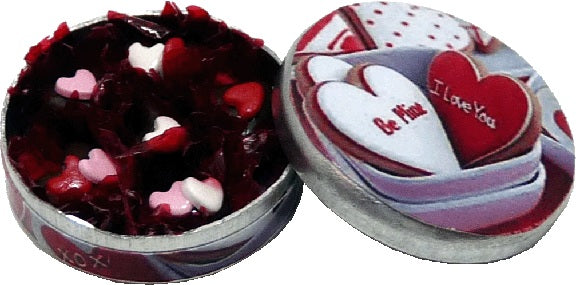 Dollhouse Heart Chocolates in Round Heart Tin 1:12 Scale Miniature Kitchen