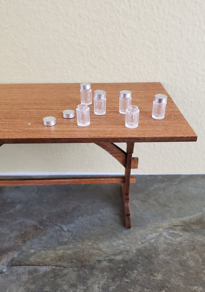 Dollhouse Miniature Jars Small for Spices or Baby Food with Lids x6 1:12 Scale