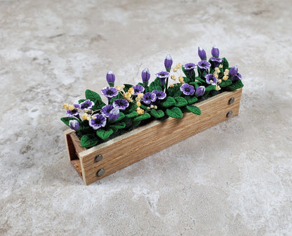 Dollhouse Purple Cupflowers in a 3.25" Window Box Planter 1:12 Scale Miniature
