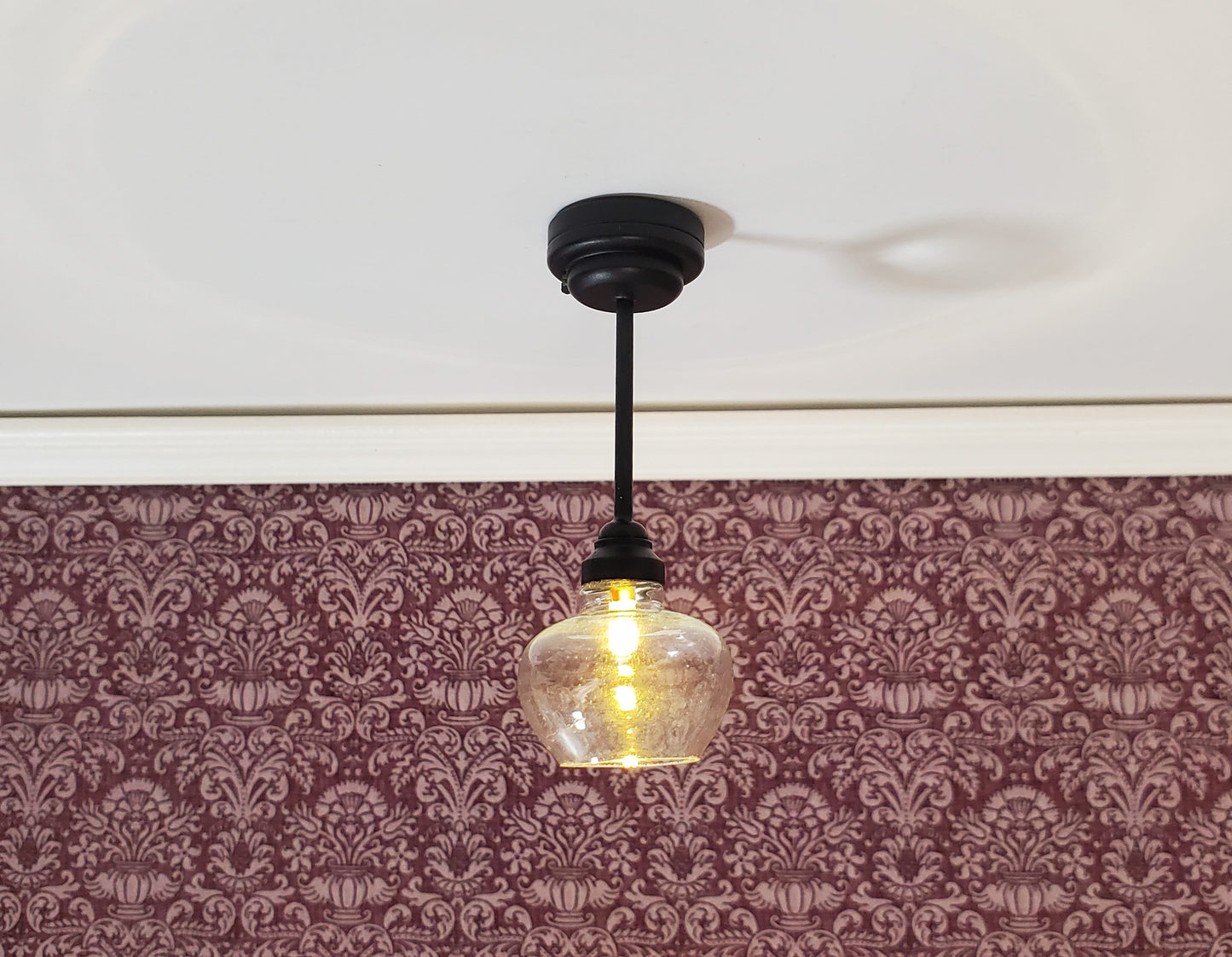 Dollhouse Ceiling Light Modern Black Battery Operated 1:12 Scale Miniature