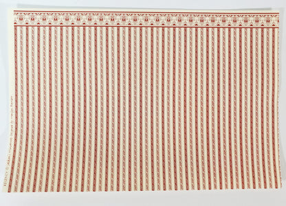 Dollhouse HALF SCALE Wallpaper 3 Sheets Red & Cream Striped "Regency" 1:24 Scale