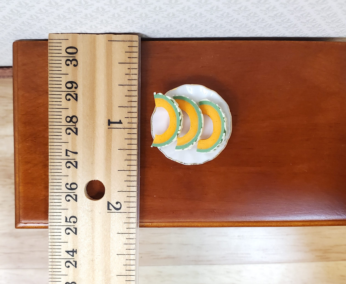Dollhouse Cantaloupe Slices 3 Pieces 1:12 Scale Miniature Food Fruit