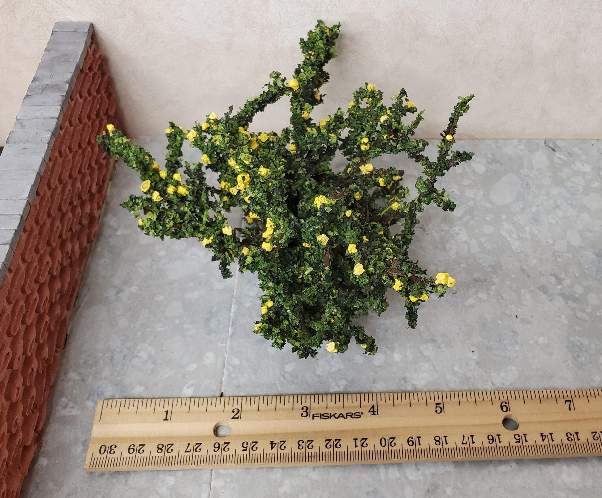 Dollhouse Rose Bush Yellow Large Flowering Shrub 1:12 Scale Miniature