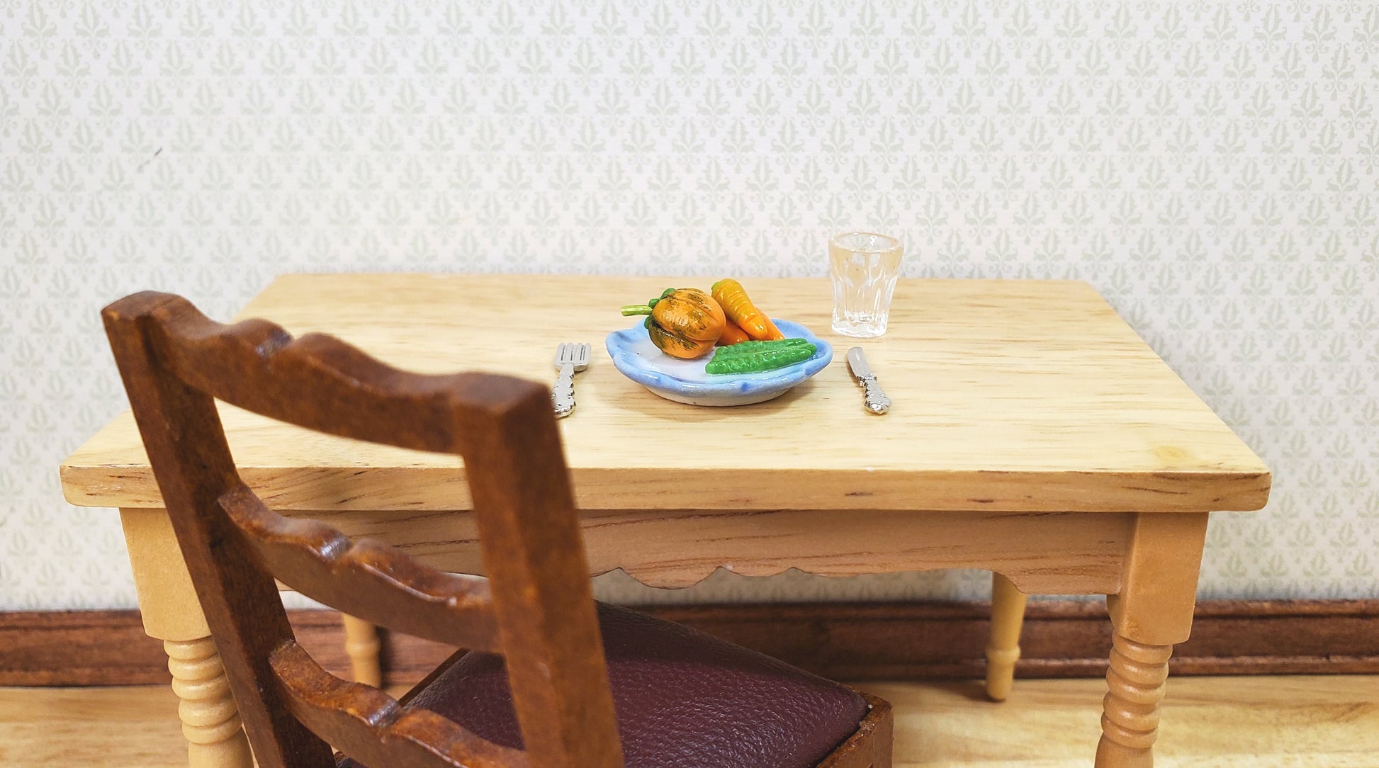 Dollhouse Plate of Veggies Squash Carrots Beans 1:12 Scale Miniature Food